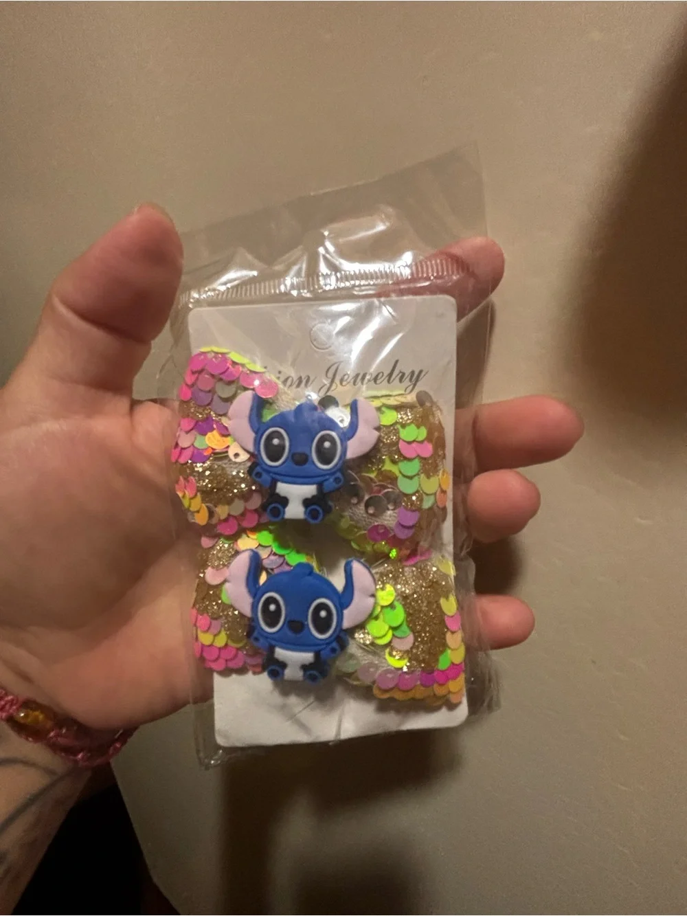 Kids Sequin Hair Clips with Blue Cartoon Character